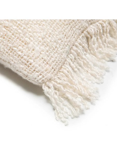 Housse de coussin Rectangulaire 50x30 en Coton Crème avec franges The Oh My Gee 