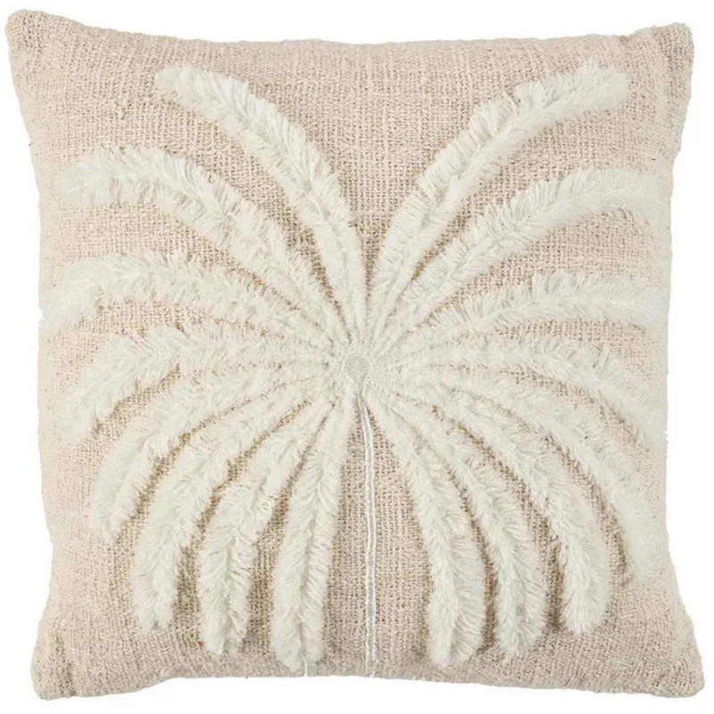 House de coussin originale Palmier Carrée 50x50 en Coton Naturel Blanc The Isla Palm 