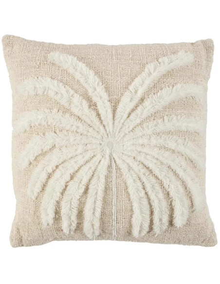 House de coussin originale Palmier Carrée 50x50 en Coton Naturel Blanc The Isla Palm 