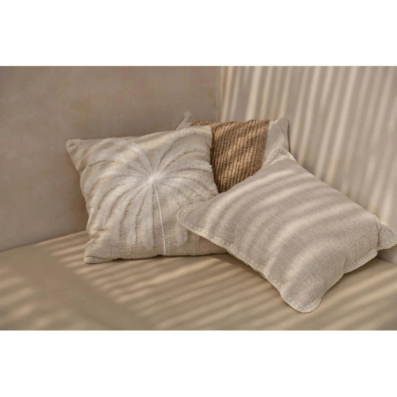 House de coussin originale Palmier Carrée 50x50 en Coton Naturel Blanc The Isla Palm 