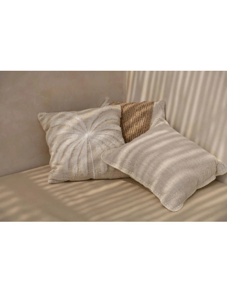 House de coussin originale Palmier Carrée 50x50 en Coton Naturel Blanc The Isla Palm 