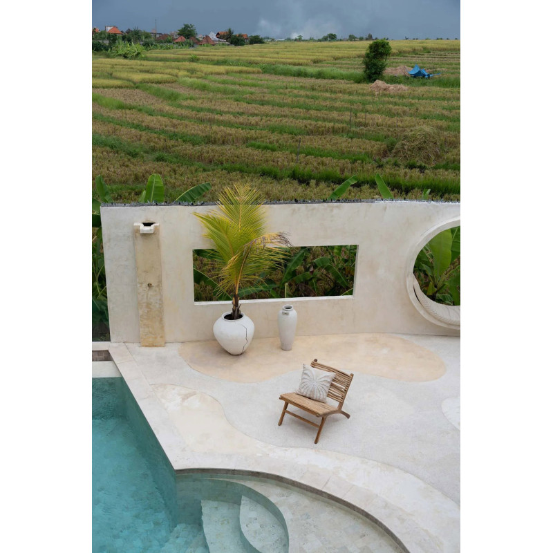 House de coussin originale Palmier Carrée 50x50 en Coton Naturel Blanc The Isla Palm 