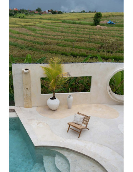 House de coussin originale Palmier Carrée 50x50 en Coton Naturel Blanc The Isla Palm 