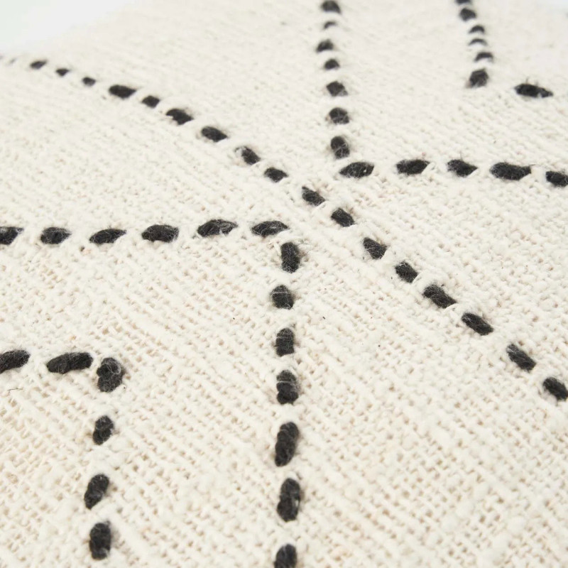 House de coussin originale Ethnique chic Carrée 50x50 en Coton Naturel Noir Avec franges The Tribal 