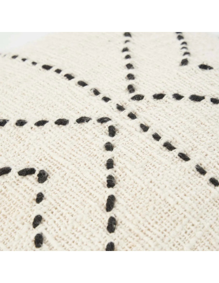 House de coussin originale Ethnique chic Carrée 50x50 en Coton Naturel Noir Avec franges The Tribal 