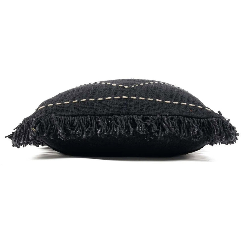 House de coussin originale Carrée 50x50 en Coton Noir Blanc Avec franges The Kasbah 