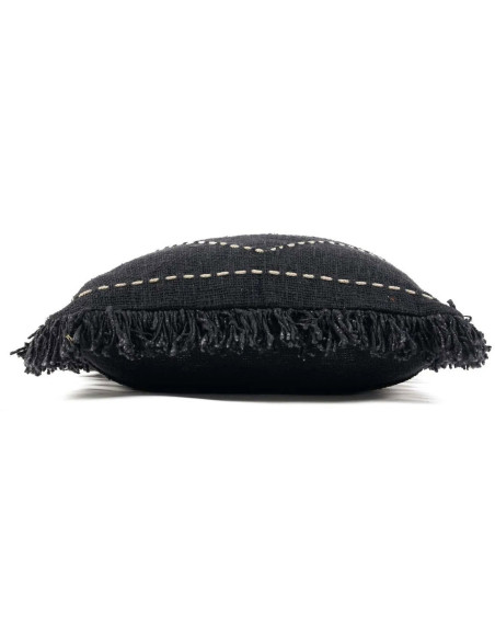 House de coussin originale Carrée 50x50 en Coton Noir Blanc Avec franges The Kasbah 
