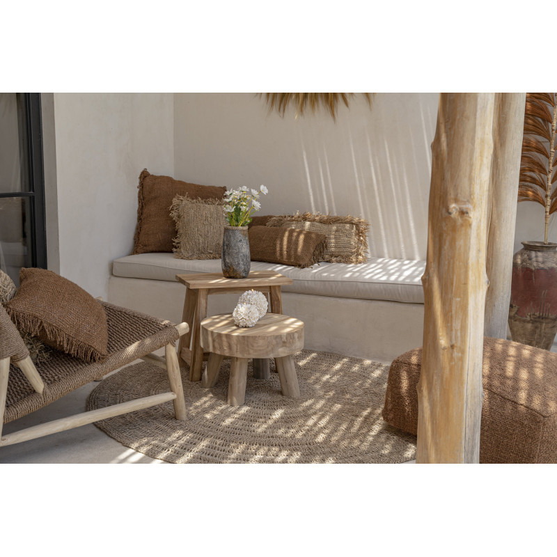 Housse de coussin Carrée 40x40 en Coton Brun avec franges The Oh My Gee 