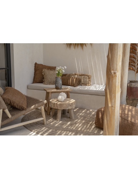 Housse de coussin Carrée 40x40 en Coton Brun avec franges The Oh My Gee 