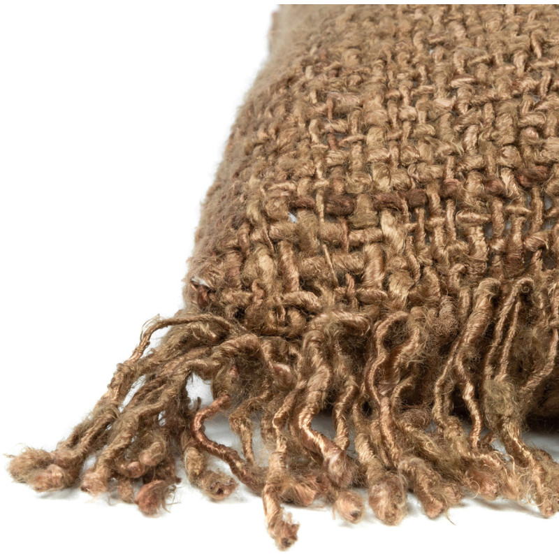 Housse de coussin Carrée 40x40 en Coton Brun avec franges The Oh My Gee 