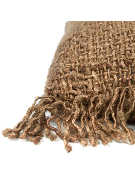 Housse de coussin Carrée 40x40 en Coton Brun avec franges The Oh My Gee 