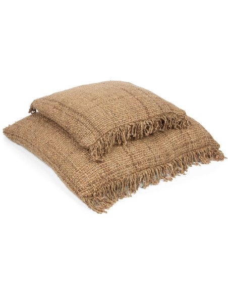 Housse de coussin Carrée 40x40 en Coton Brun avec franges The Oh My Gee 