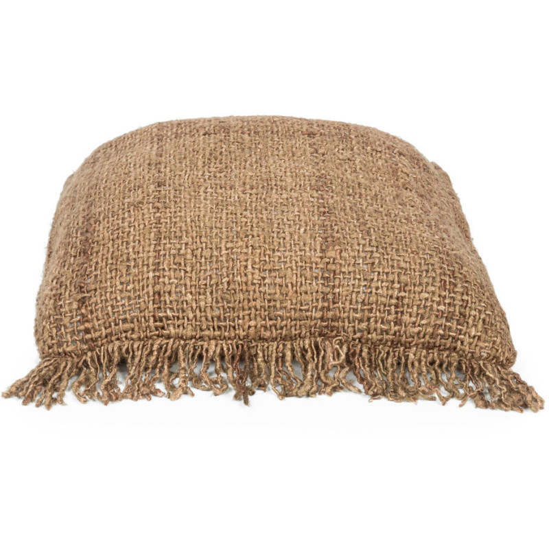 Housse de coussin Carrée 40x40 en Coton Brun avec franges The Oh My Gee 