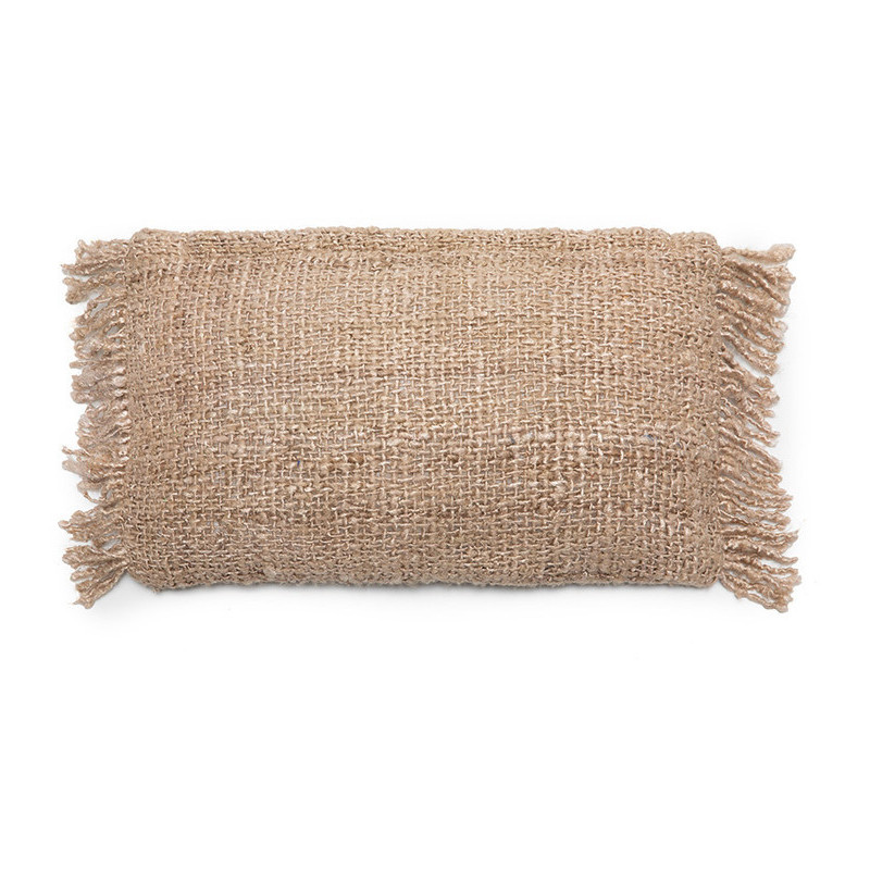 Housse de coussin Rectangulaire 50x30 en Coton Beige avec franges The Oh My Gee 