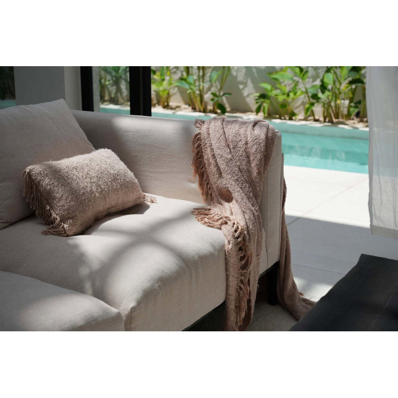 Housse de coussin Rectangulaire 50x30 en Coton Beige avec franges The Oh My Gee 