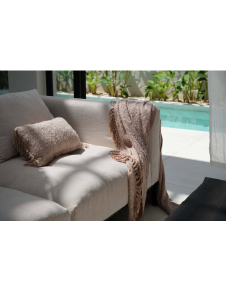 Housse de coussin Rectangulaire 50x30 en Coton Beige avec franges The Oh My Gee 