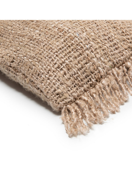 Housse de coussin Rectangulaire 50x30 en Coton Beige avec franges The Oh My Gee 