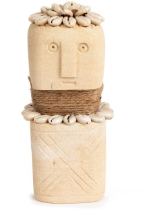 Statuette déco primitive wabi-sabi Hauteur 20 cm Grès Beige sable Coquillage The Sumba Stone 