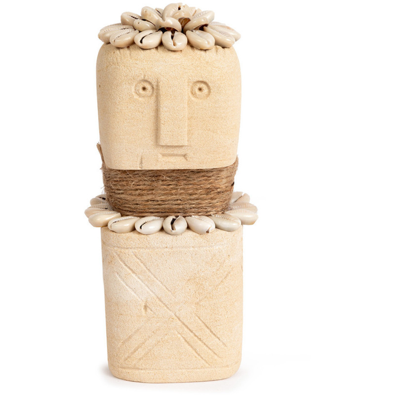 Statuette déco primitive wabi-sabi Hauteur 20 cm Grès Beige sable Coquillage The Sumba Stone 