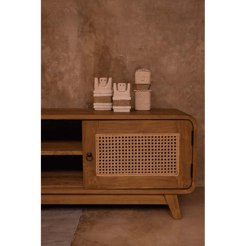 Statuette déco primitive wabi-sabi Hauteur 20 cm Grès Beige sable Coquillage The Sumba Stone 