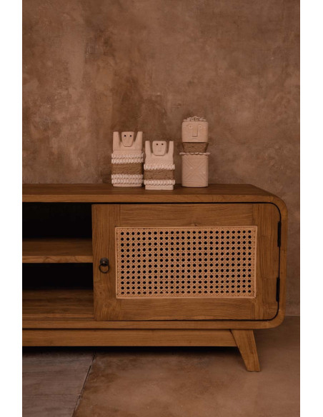 Statuette déco primitive wabi-sabi Hauteur 20 cm Grès Beige sable Coquillage The Sumba Stone 