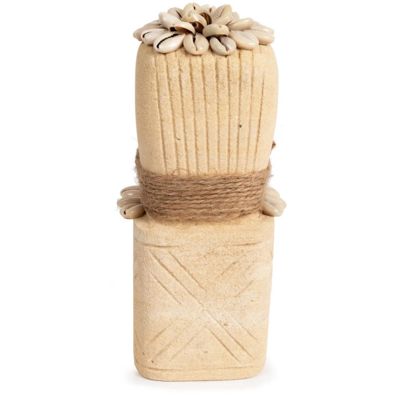 Statuette déco primitive wabi-sabi Hauteur 20 cm Grès Beige sable Coquillage The Sumba Stone 