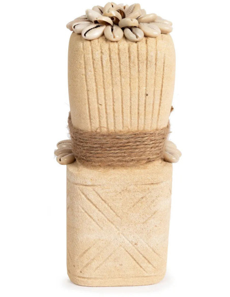 Statuette déco primitive wabi-sabi Hauteur 20 cm Grès Beige sable Coquillage The Sumba Stone 