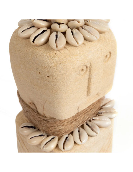 Statuette déco primitive wabi-sabi Hauteur 20 cm Grès Beige sable Coquillage The Sumba Stone 