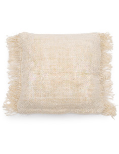 Housse de coussin Carrée 40x40 en Coton Crème avec franges The Oh My Gee 