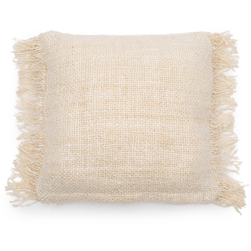 Housse de coussin Carrée 40x40 en Coton Crème avec franges The Oh My Gee 