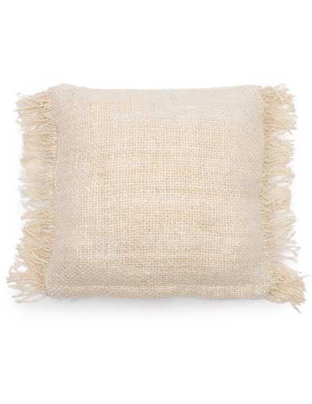 Housse de coussin Carrée 40x40 en Coton Crème avec franges The Oh My Gee 