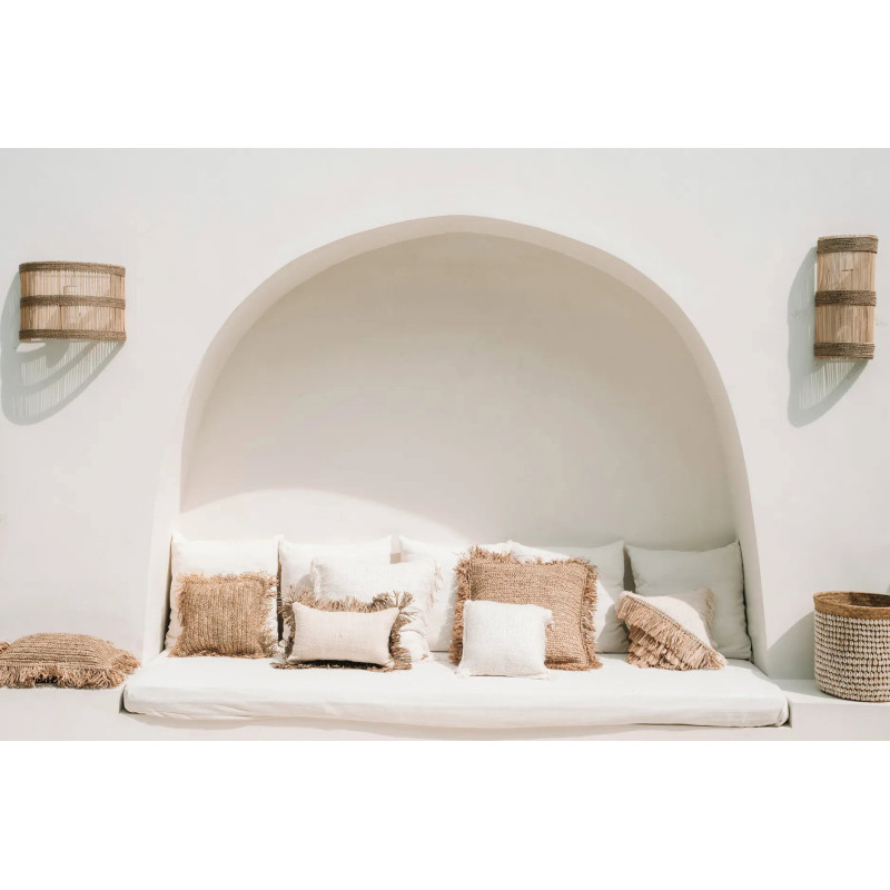 Housse de coussin Carrée 40x40 en Coton Crème avec franges The Oh My Gee 