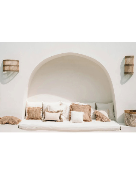 Housse de coussin Carrée 40x40 en Coton Crème avec franges The Oh My Gee 