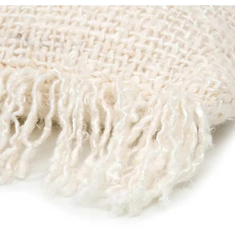 Housse de coussin Carrée 40x40 en Coton Crème avec franges The Oh My Gee 