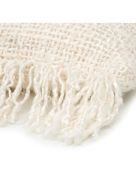 Housse de coussin Carrée 40x40 en Coton Crème avec franges The Oh My Gee 