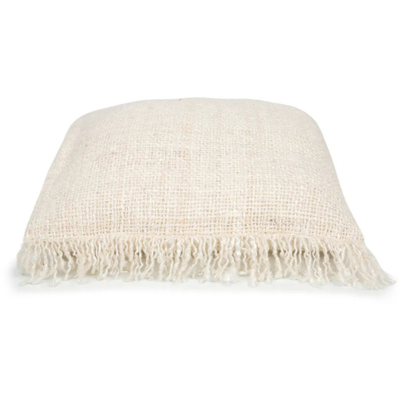 Housse de coussin Carrée 40x40 en Coton Crème avec franges The Oh My Gee 