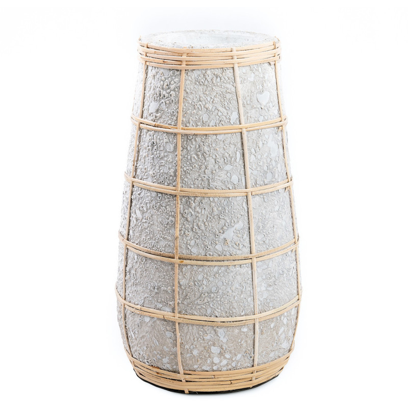 Vase Rond Hauteur 31 cm en Terre cuite Gris béton Raphia Naturel The Cutie 