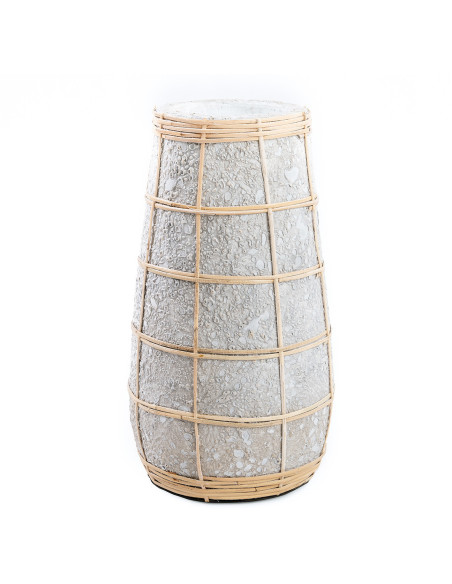 Vase Rond Hauteur 31 cm en Terre cuite Gris béton Raphia Naturel The Cutie 