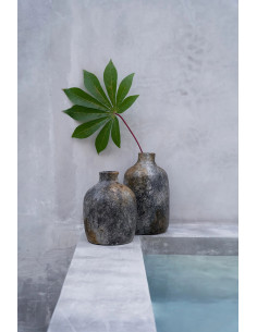 Vase Rond Hauteur 19 cm en Terre cuite Gris antique The Classy 