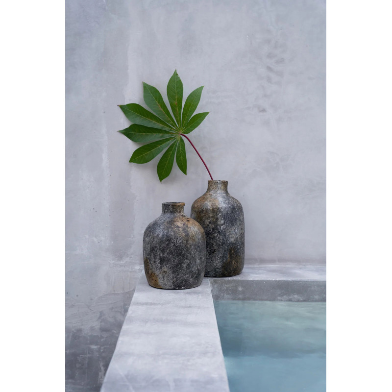 Vase Rond Hauteur 19 cm en Terre cuite Gris antique The Classy 