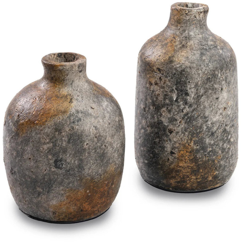 Vase Rond Hauteur 19 cm en Terre cuite Gris antique The Classy 