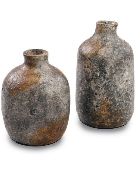 Vase Rond Hauteur 19 cm en Terre cuite Gris antique The Classy 