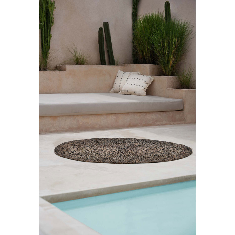 House de coussin originale Carrée 50x50 en Coton Naturel Noir Avec franges The French Kiss 