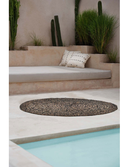 House de coussin originale Carrée 50x50 en Coton Naturel Noir Avec franges The French Kiss 