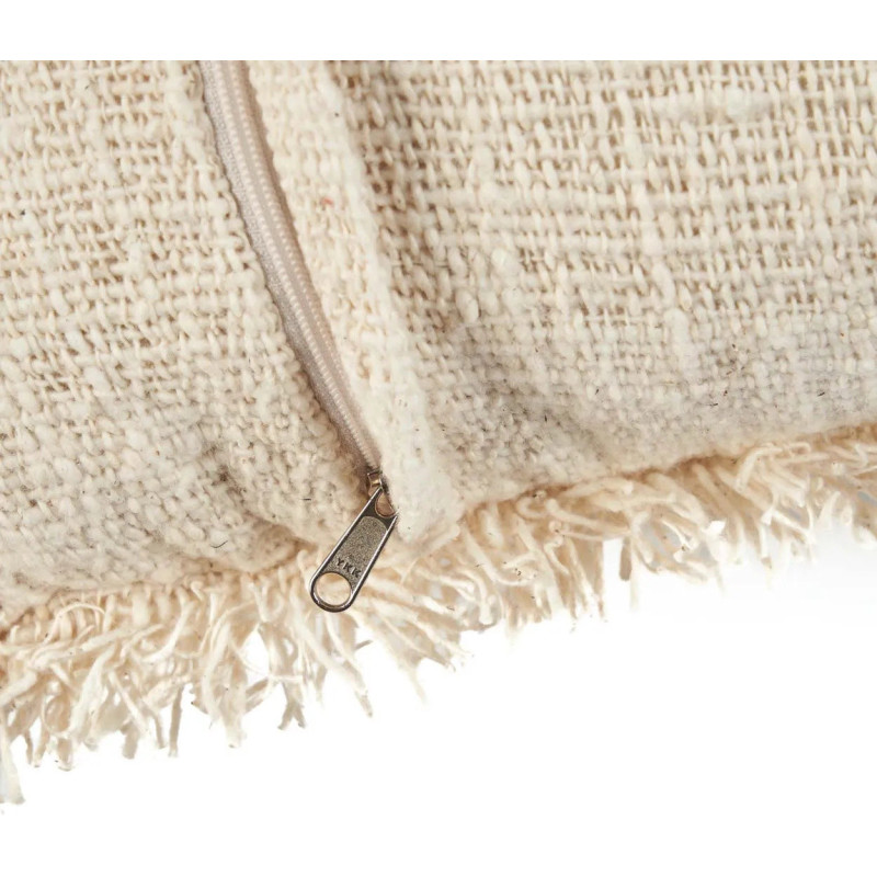 House de coussin originale Carrée 50x50 en Coton Naturel Noir Avec franges The French Kiss 