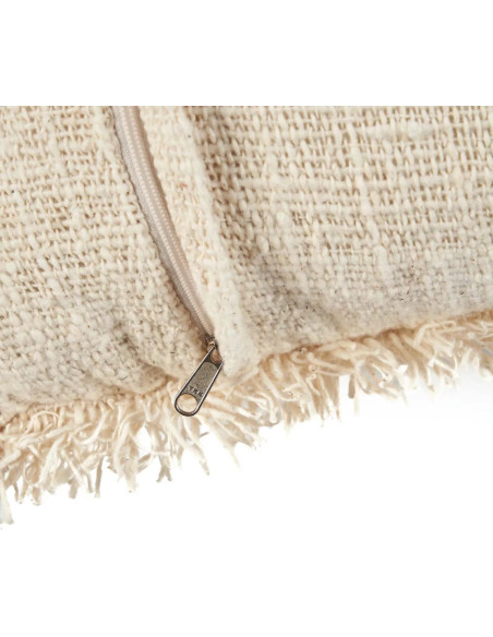 House de coussin originale Carrée 50x50 en Coton Naturel Noir Avec franges The French Kiss 