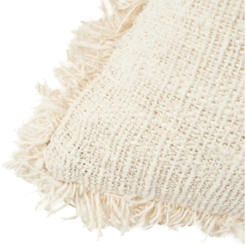 House de coussin originale Palmier Carrée 50x50 en Coton Naturel Noir Avec franges The Gili Palm 