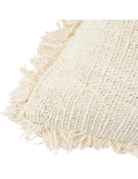 House de coussin originale Palmier Carrée 50x50 en Coton Naturel Noir Avec franges The Gili Palm 