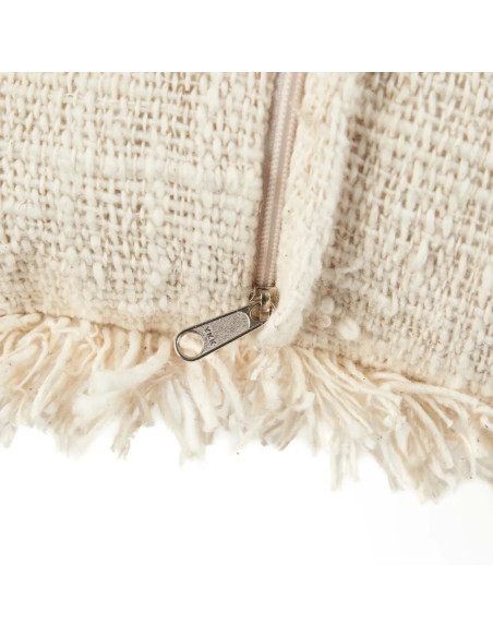 House de coussin originale Palmier Carrée 50x50 en Coton Naturel Noir Avec franges The Gili Palm 