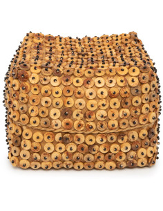 Boîte de rangement originale avec couvercle Carrée 20 cm Bambou Marron Noix de coco The Coconut Shell 